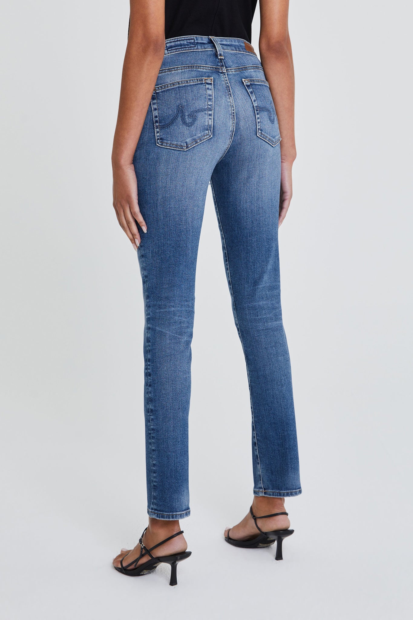 Mari High-Rise Slim Straight Pants AG Jeans