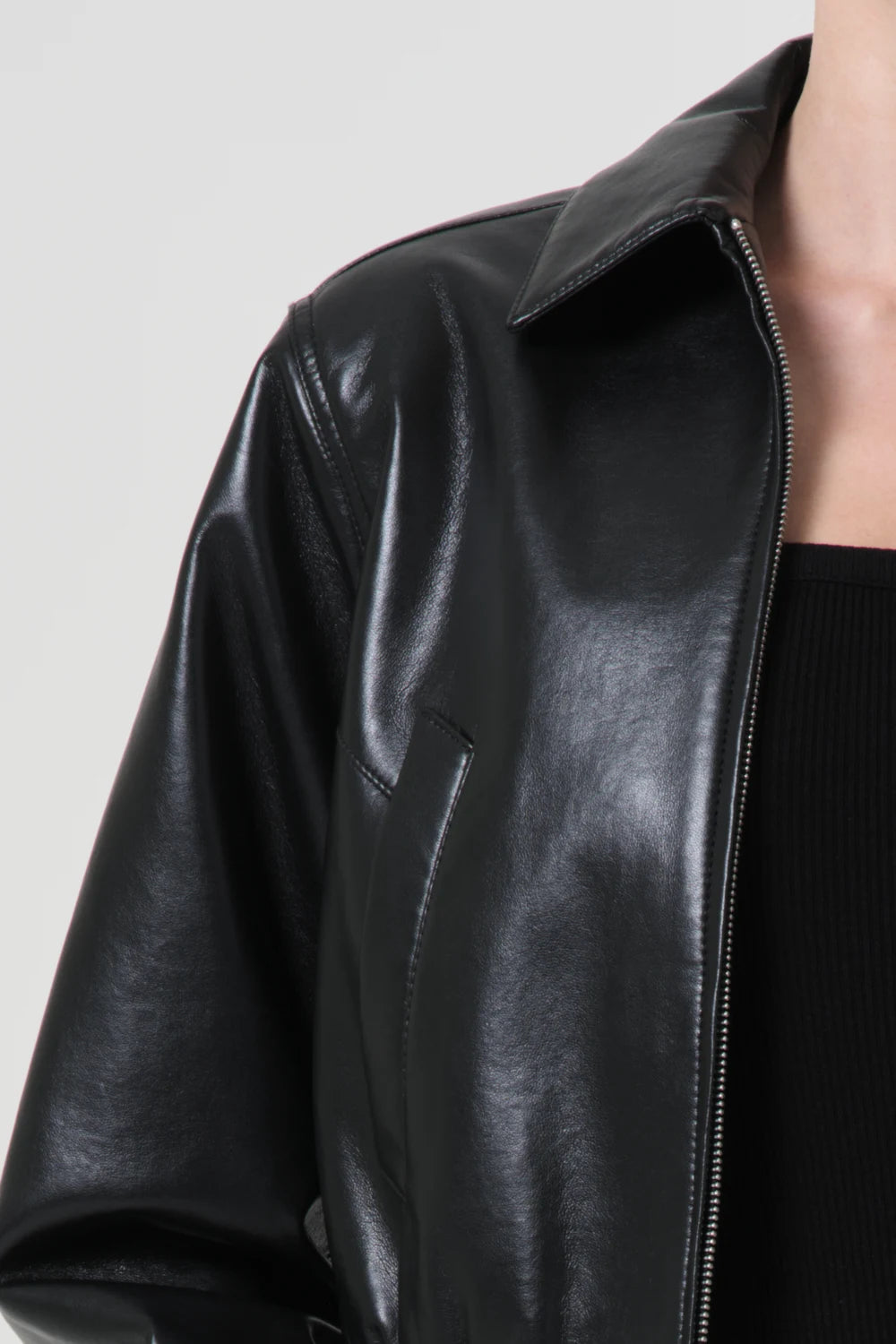 AGOLDE Essie Recycled Leather Cropped Jacket Jackets &amp; Coats Agolde