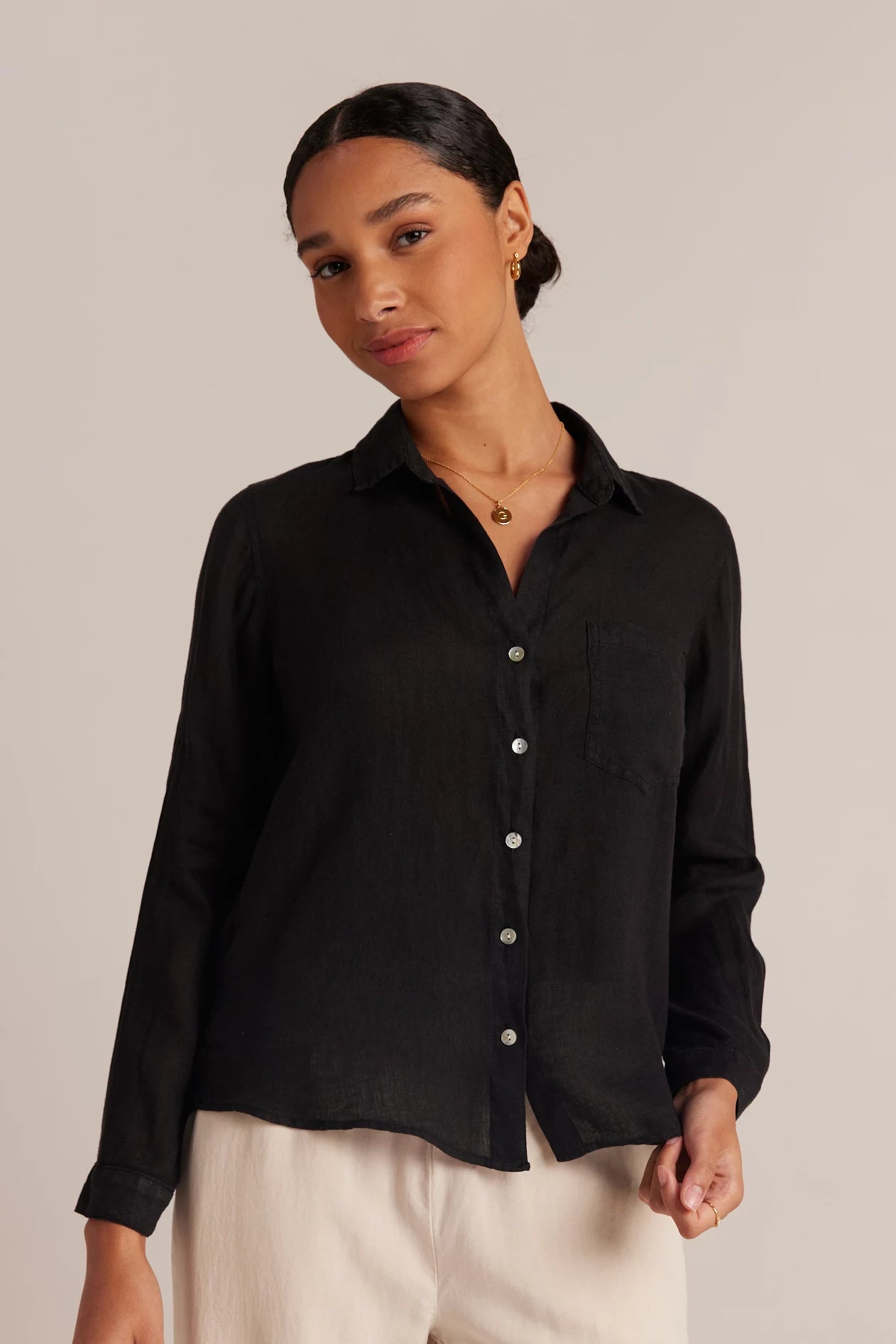 Linen Pocket Button Down Tops Bella Dahl