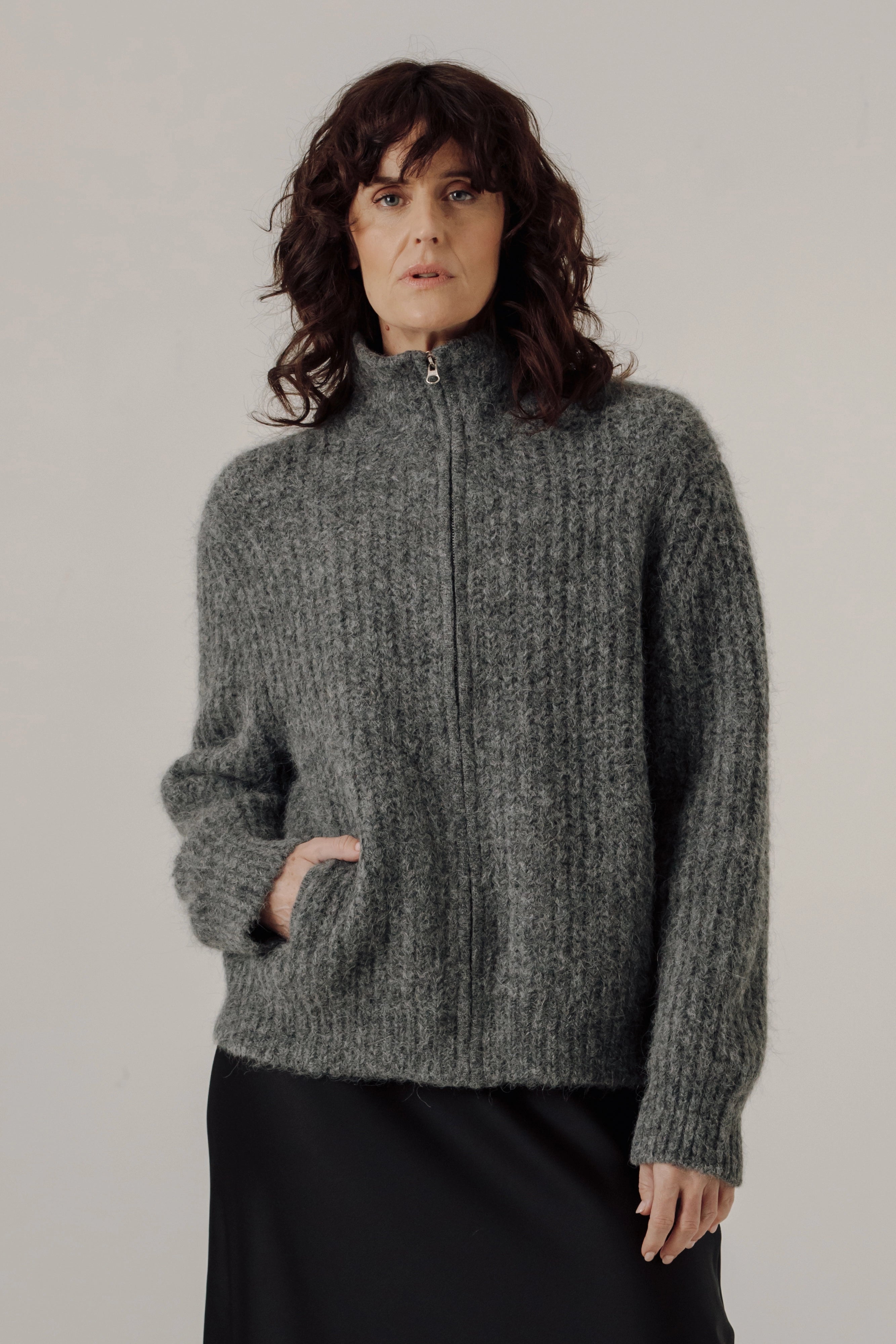 Alpaca Rib Zip Jacket Sweaters & Knits Bare Knitwear