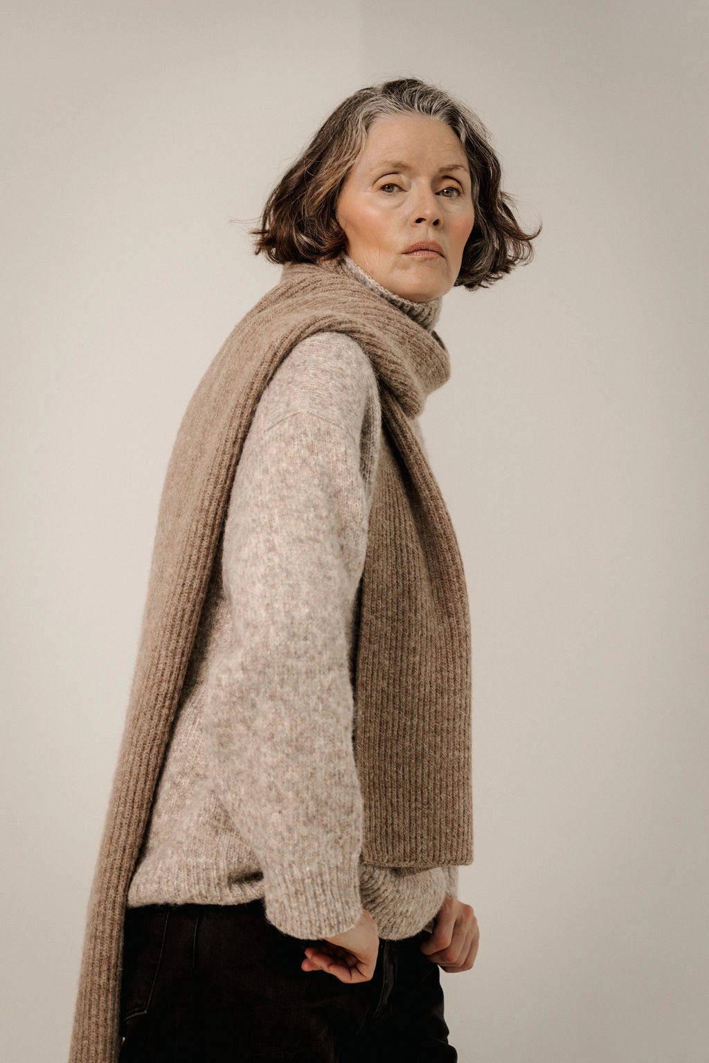 Baby Alpaca Rib Scarf Accessories Bare Knitwear