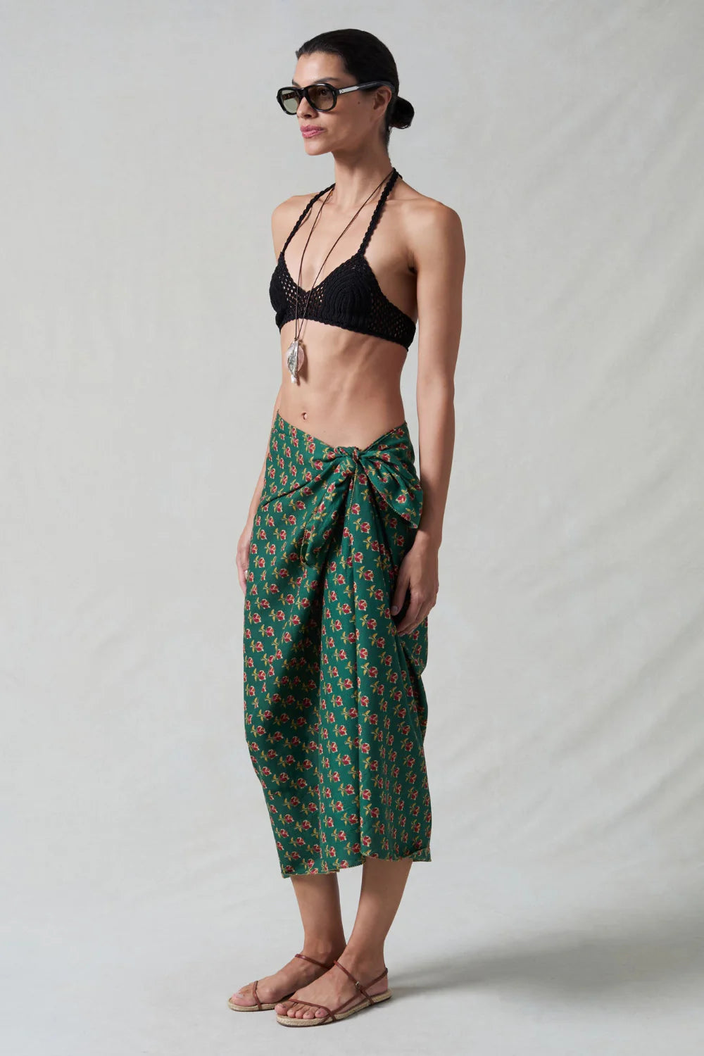 Rose Printed Sarong Skirts Chan Luu
