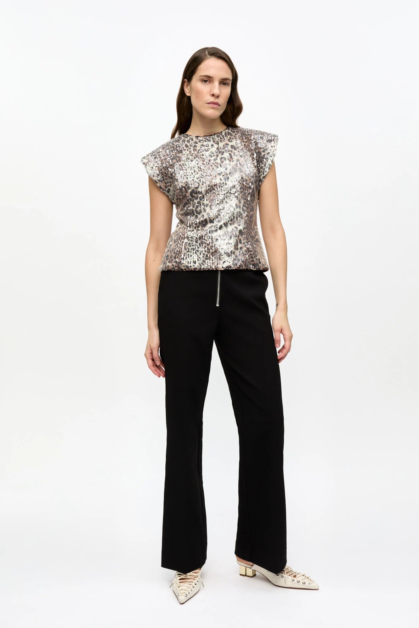 Printed Stretch Sequins Blouse Tops Ganni