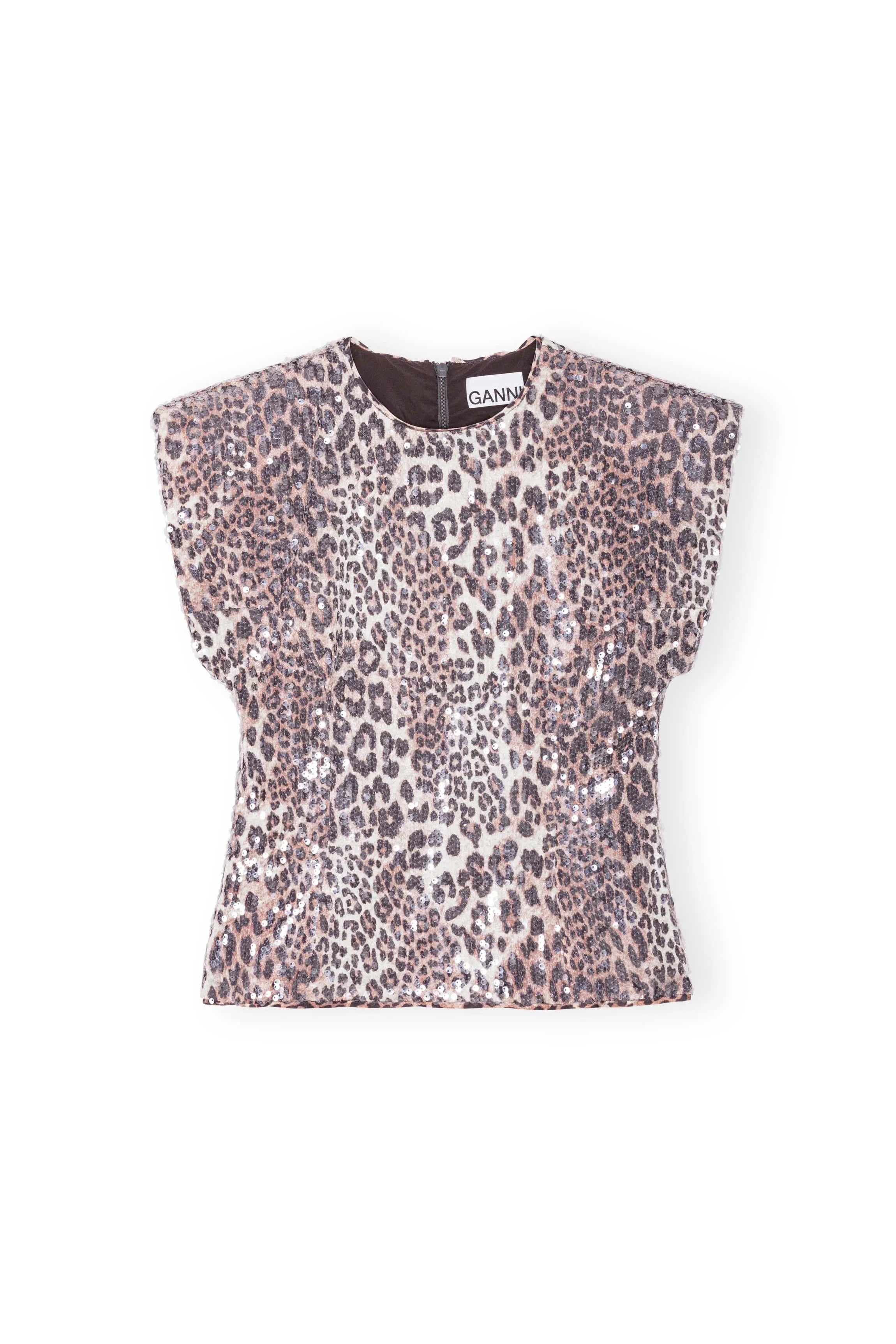 Printed Stretch Sequins Blouse Tops Ganni