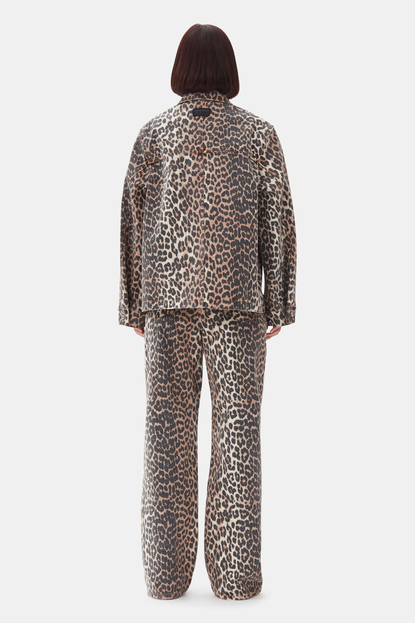 Leopard Printed Denim Jacket Jackets &amp; Coats Ganni