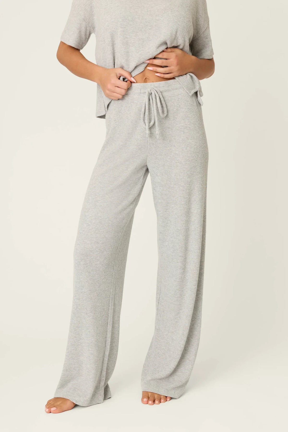 Textured Essentials Open Leg Pants Loungewear P.J. Salvage