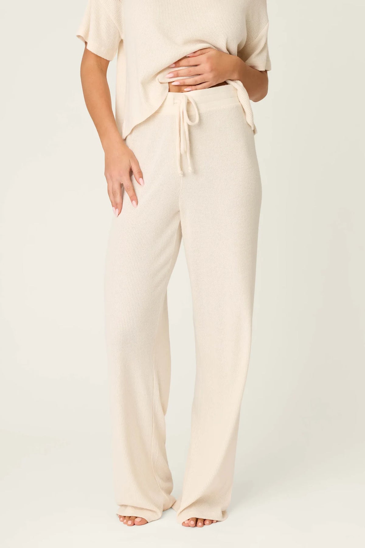 Textured Essentials Open Leg Pants Loungewear P.J. Salvage
