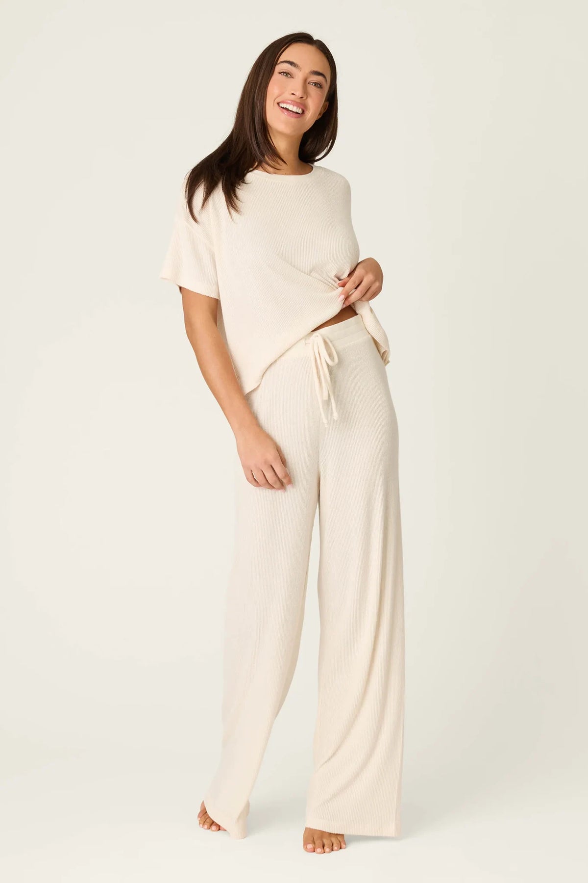 Textured Essentials Open Leg Pants Loungewear P.J. Salvage