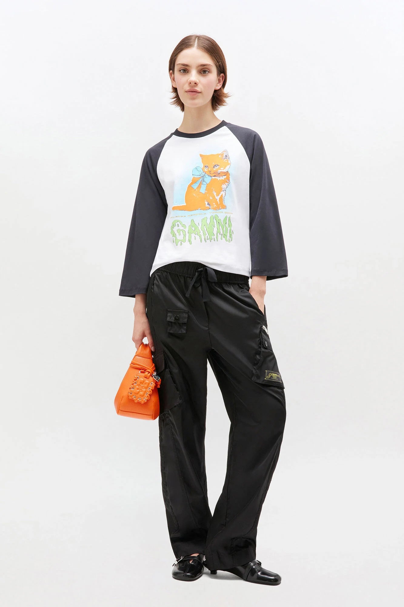 White Cropped Kitty Baby T-shirt T-Shirts Ganni