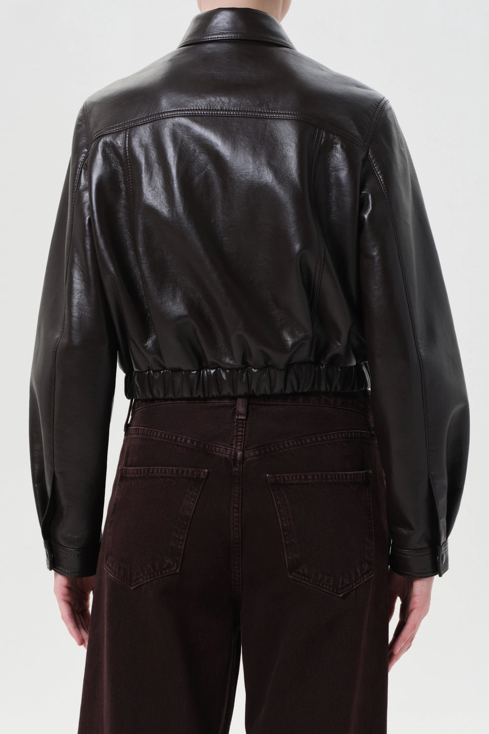 AGOLDE Essie Recycled Leather Cropped Jacket Jackets &amp; Coats Agolde