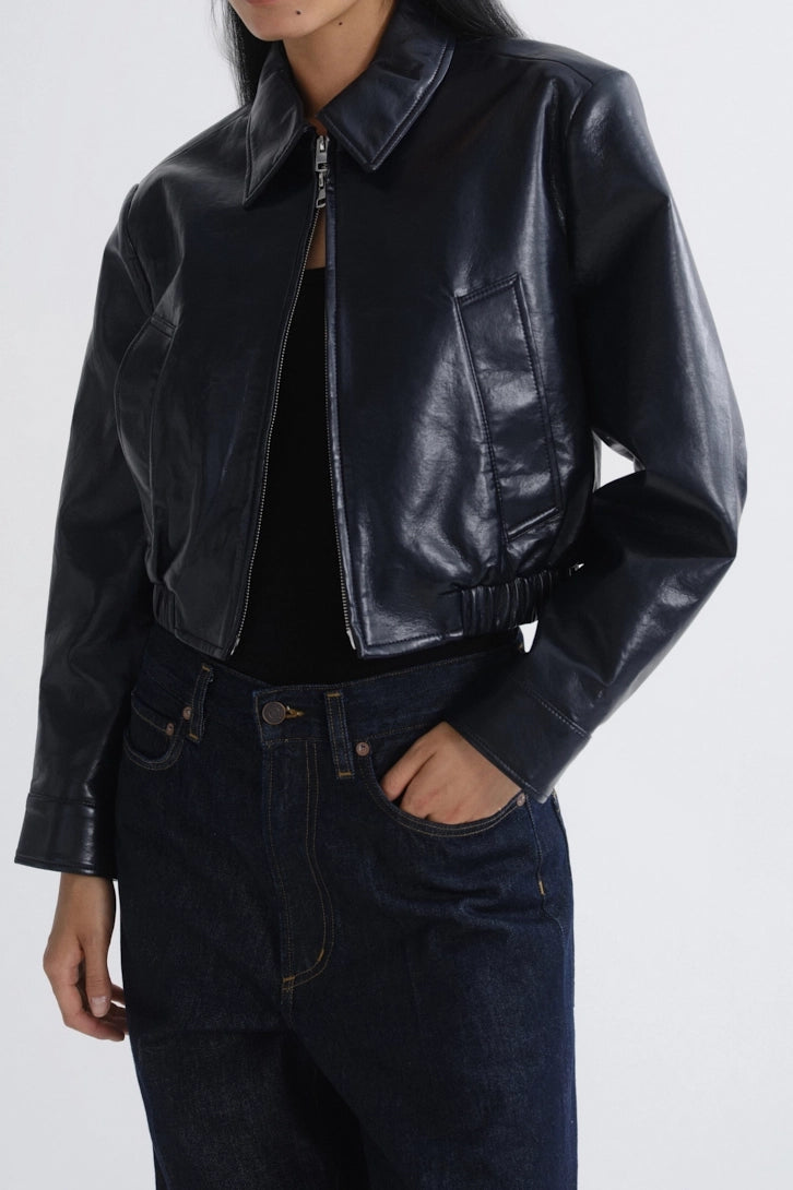 Nahla Cropped Leather Jacket Jackets AGOLDE