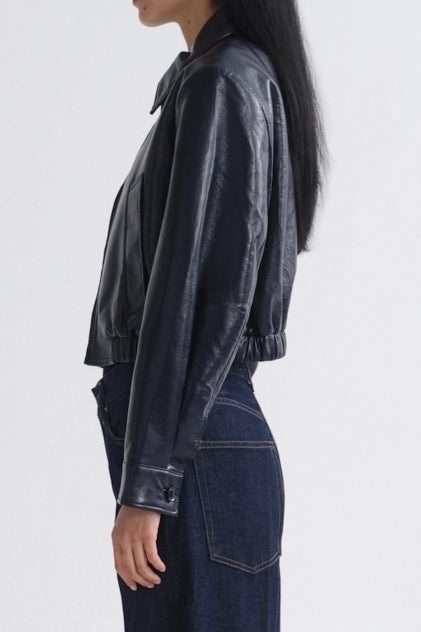 Nahla Cropped Leather Jacket Jackets AGOLDE