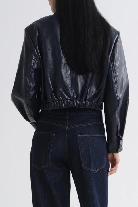 Nahla Cropped Leather Jacket Jackets AGOLDE