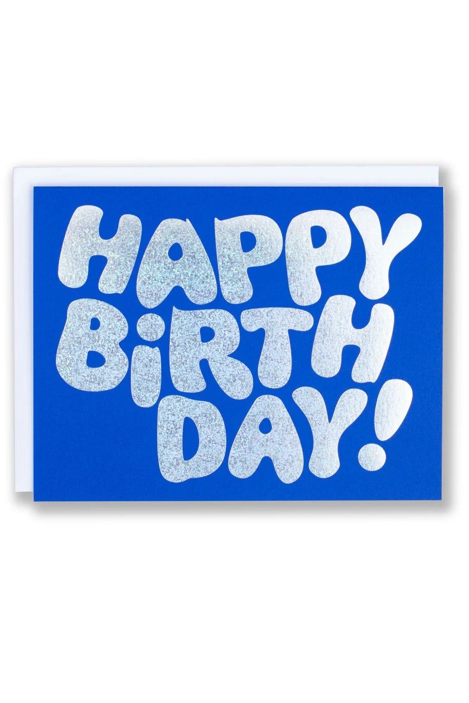Glitter Foil on Blue Happy Birthday Note Card Accessories Banquet Atelier & Workshop