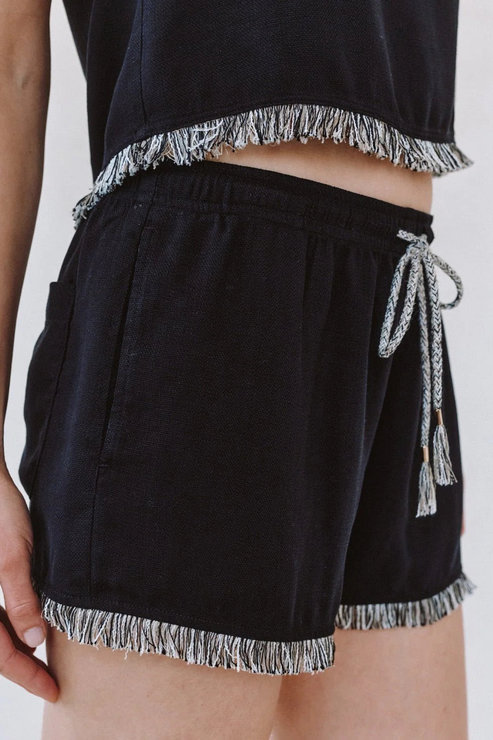Elastic Waist Fringe Short Shorts Bella Dahl