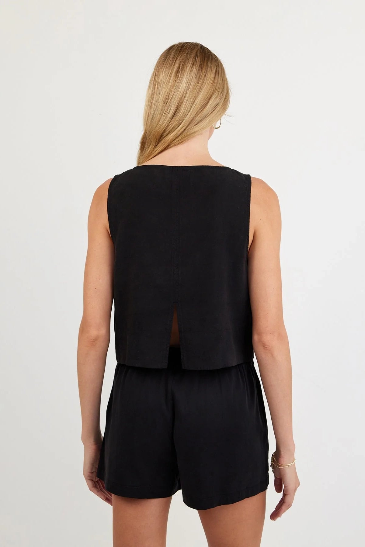 Sleeveless Boat Neck Split Back Tops Bella Dahl