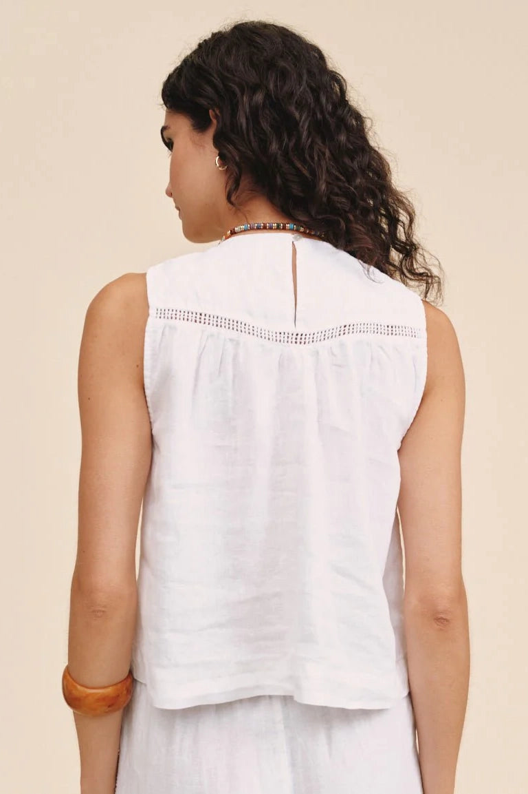 Sleeveless Trimmed Yoke Seam Top Shirts &amp; Tops Bella Dahl