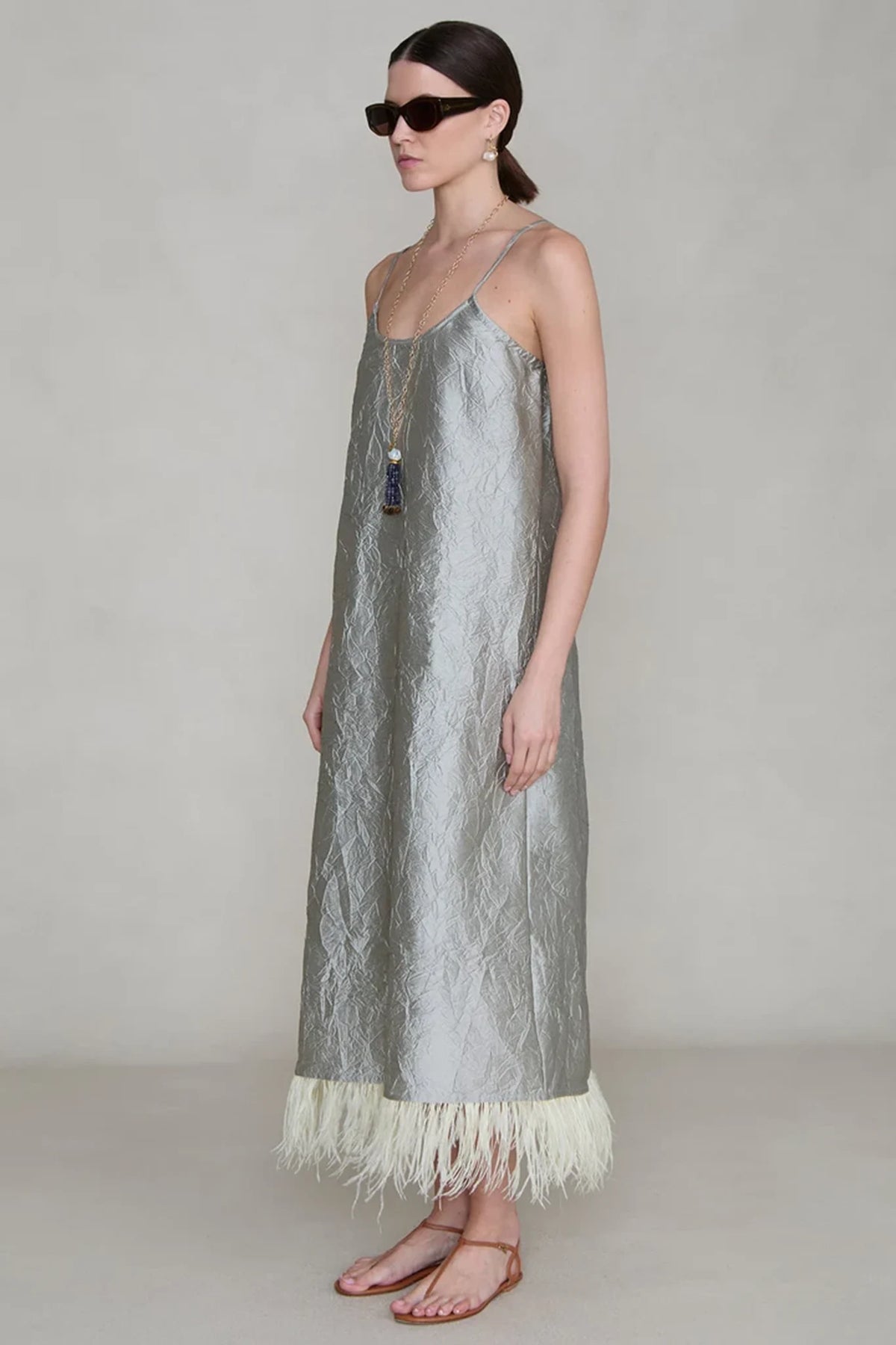 Crinkle Techno Taffeta Feather Dress Dresses Chan Luu