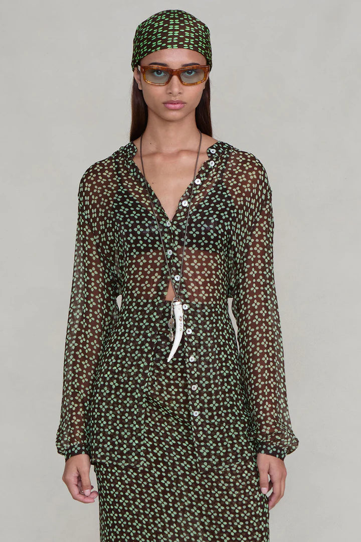 Printed Midi Button Dress Shirts &amp; Tops Chan Luu