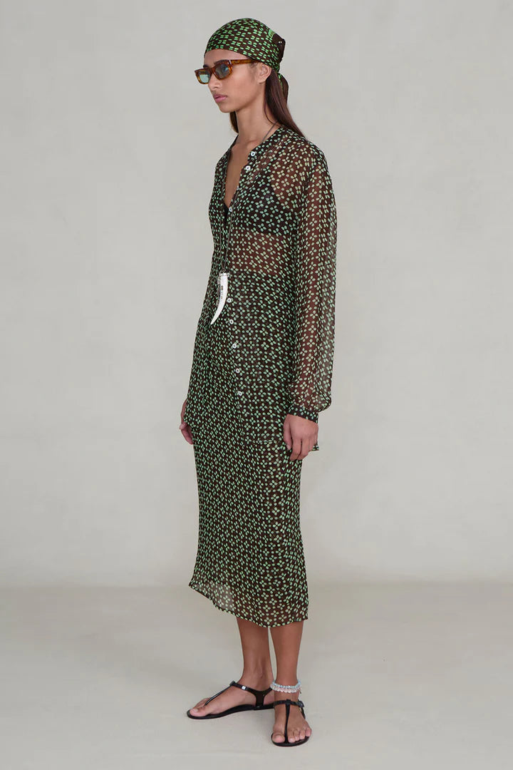Printed Midi Button Dress Shirts &amp; Tops Chan Luu