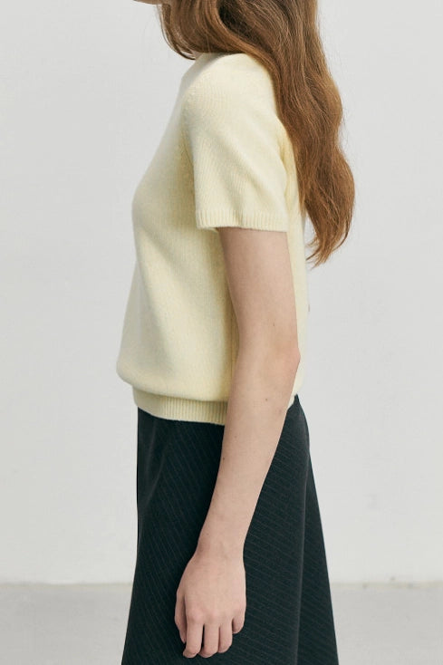 Half Sleeve Knit Top Dunst