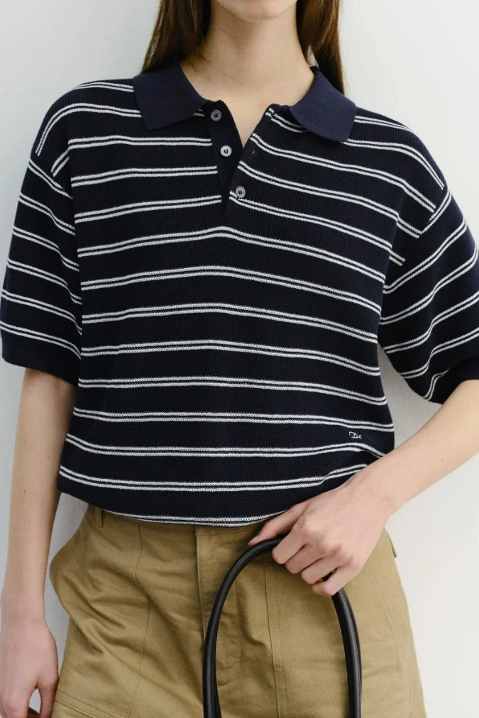 Multi Striped Polo Knit Shirts & Tops Dunst