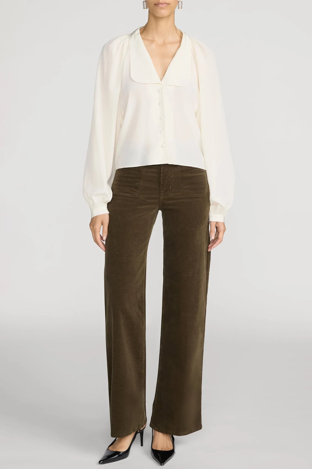 Le Slim Palazzo Modernist Pocket Corduroy Pants Frame