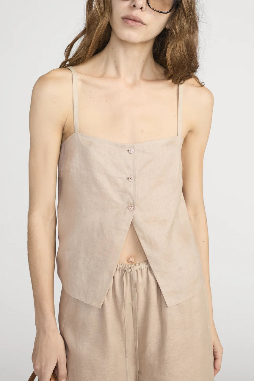The Linen Button Cami T-Shirts &amp; Tanks FRAME