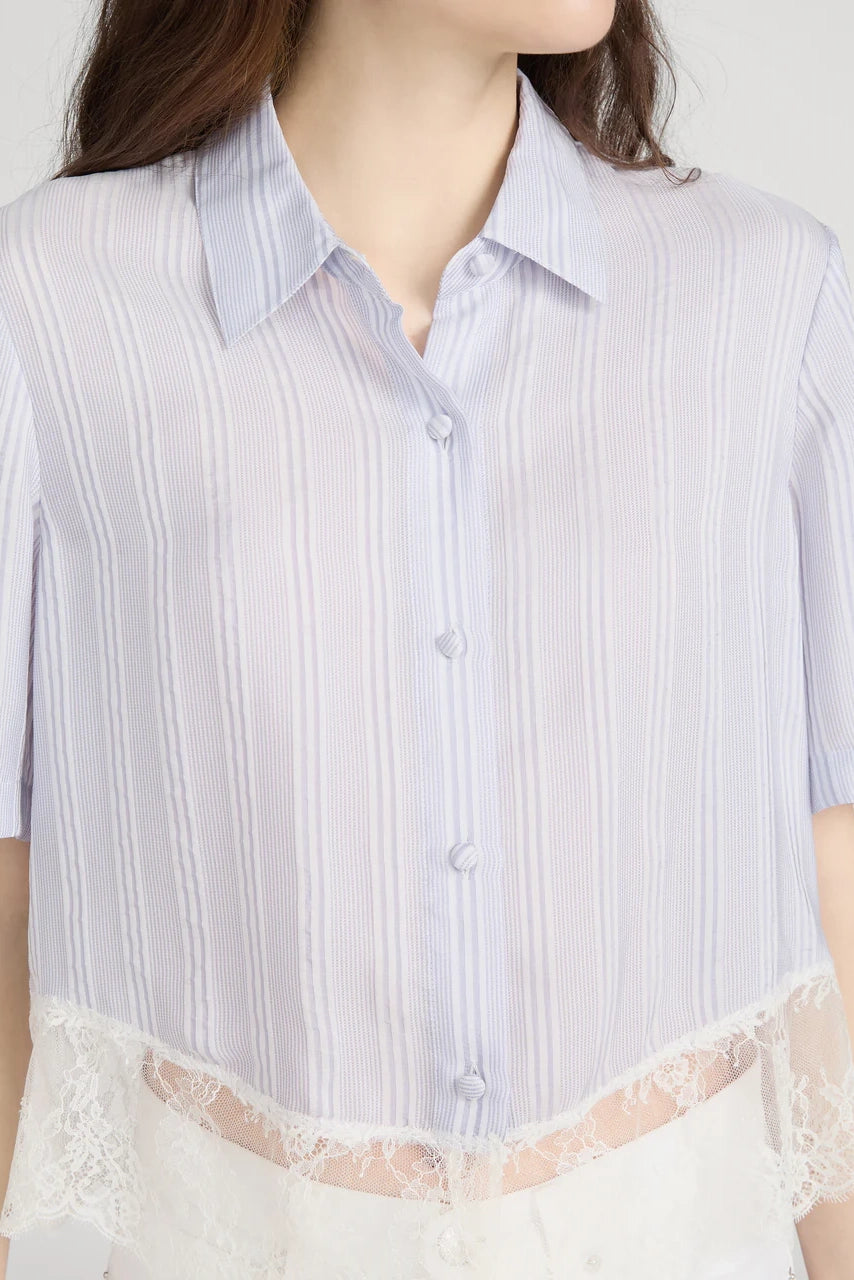 The Stripe Lace Shirt Shirts &amp; Tops FRAME