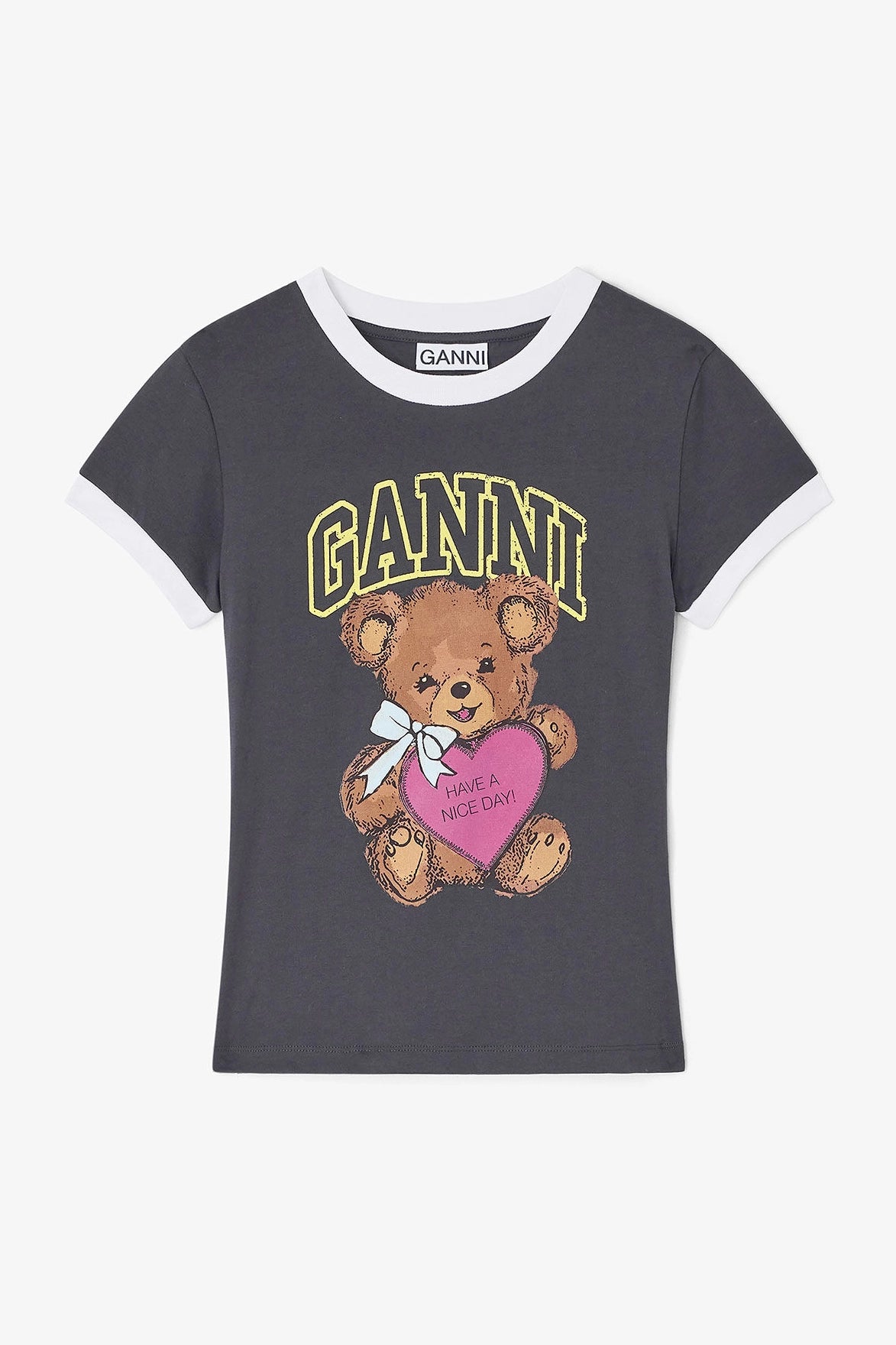 Black Cropped Teddy T-shirt T-Shirts Ganni