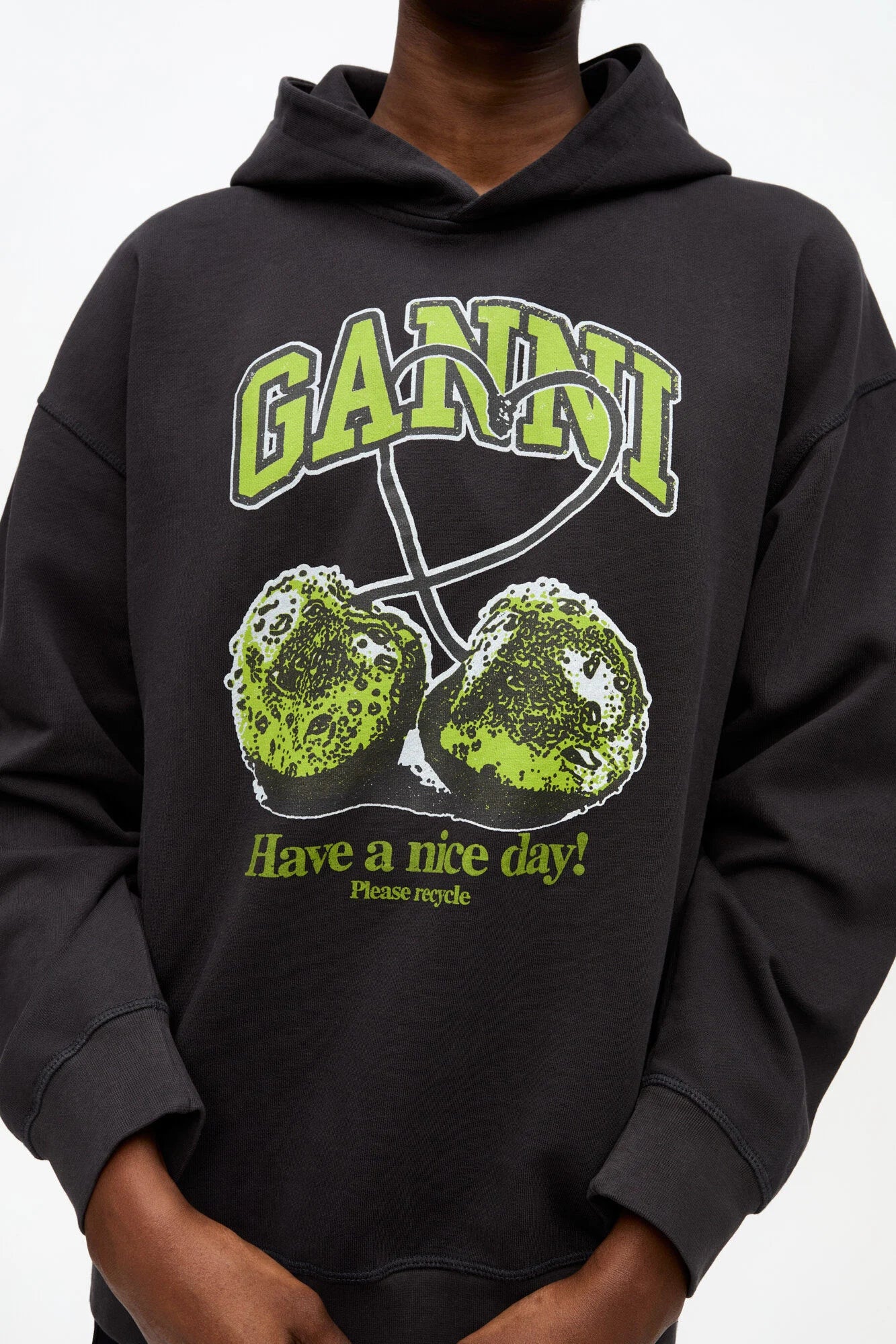 Black Isoli Cherries Oversized Hoodie Sweaters &amp; Knits Ganni