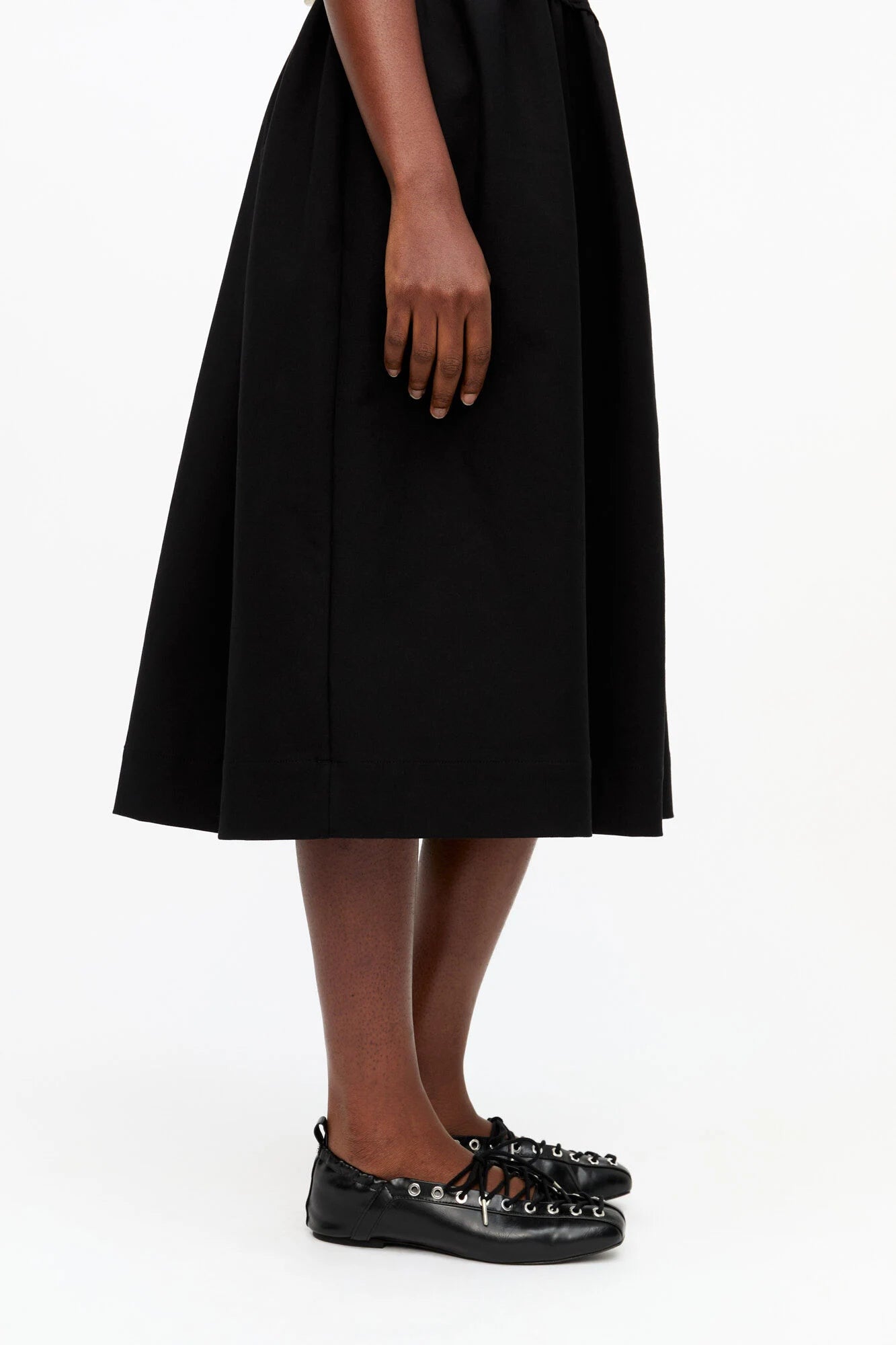 Black Oleatex Lace-Up Ballerinas Footwear Ganni