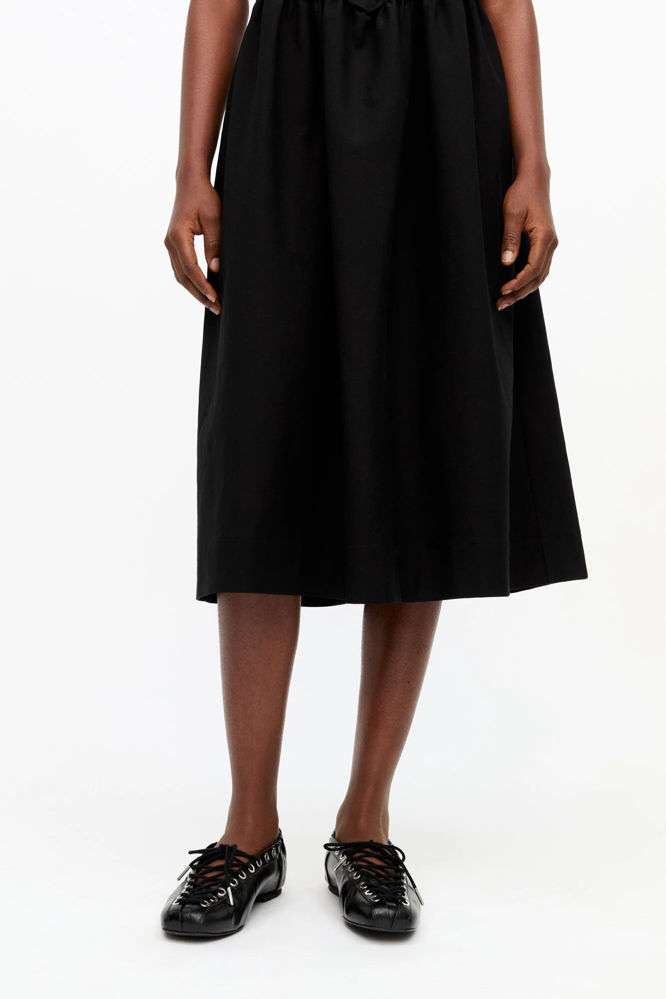 Black Oleatex Lace-Up Ballerinas Footwear Ganni