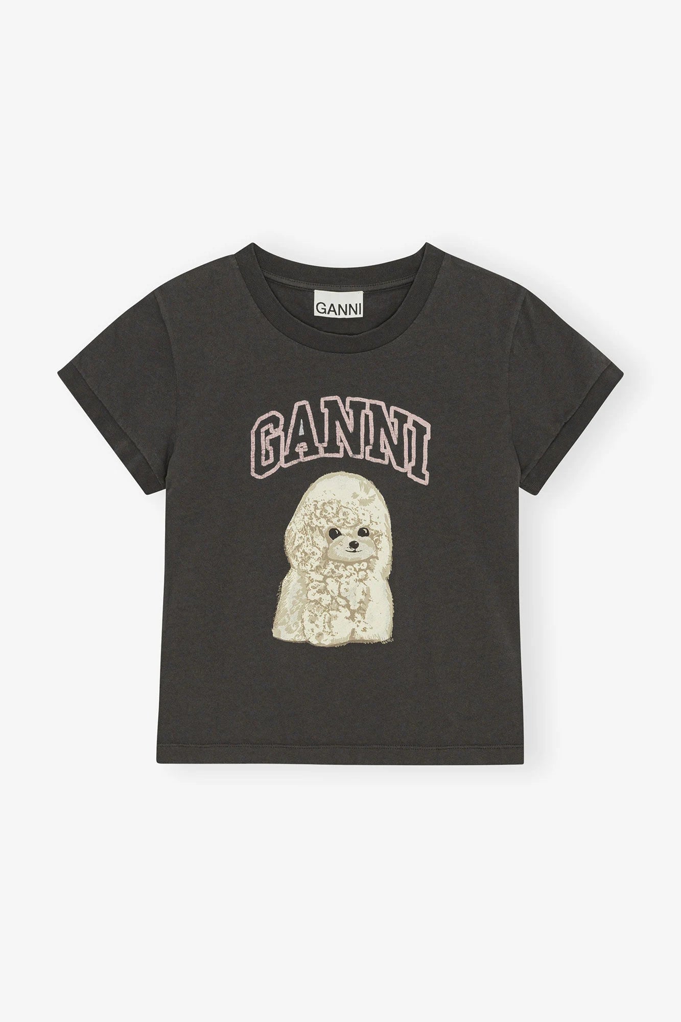 Black Poodle Graphic Cropped T-shirt T-Shirts Ganni
