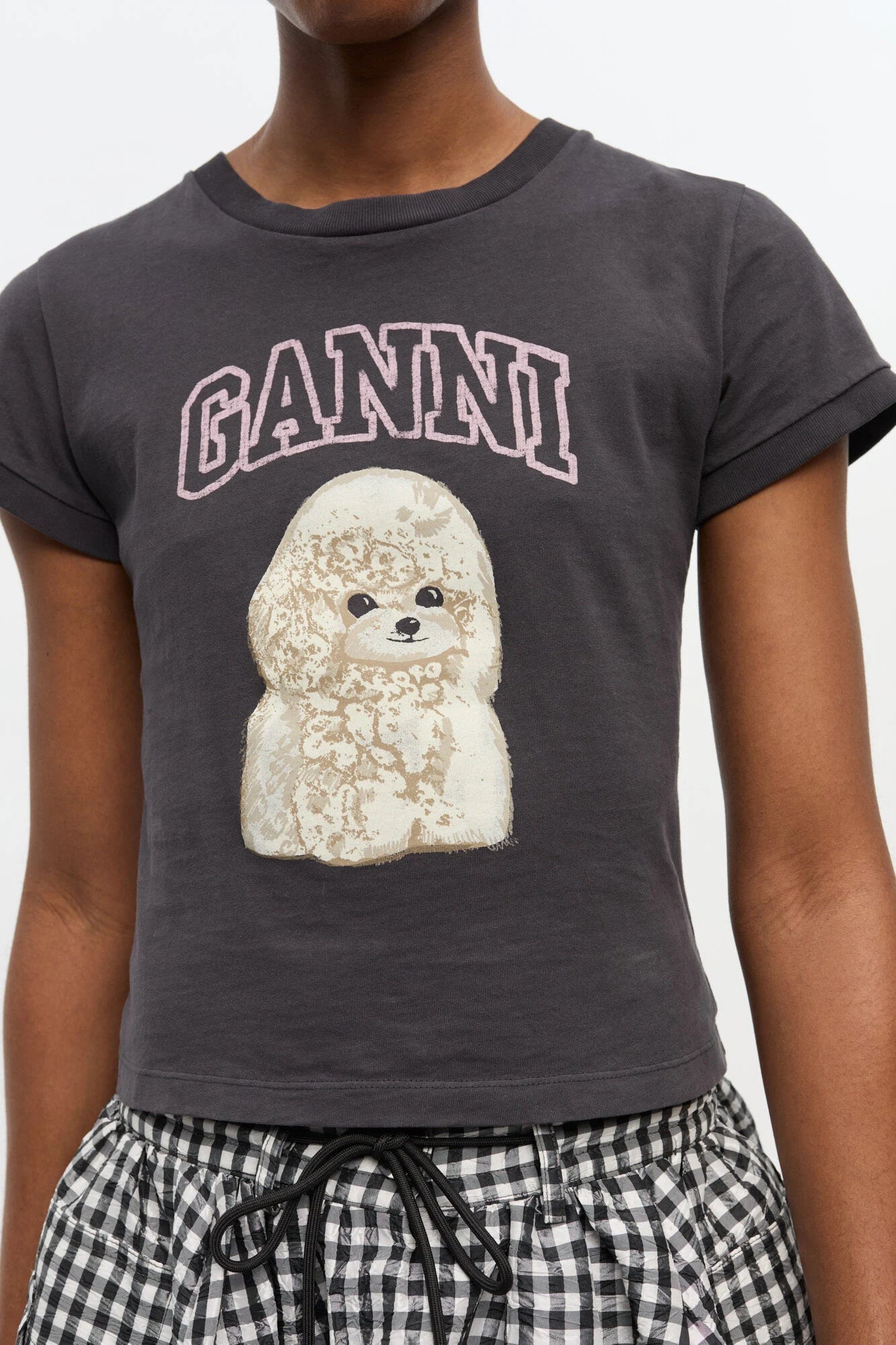 Black Poodle Graphic Cropped T-shirt T-Shirts Ganni