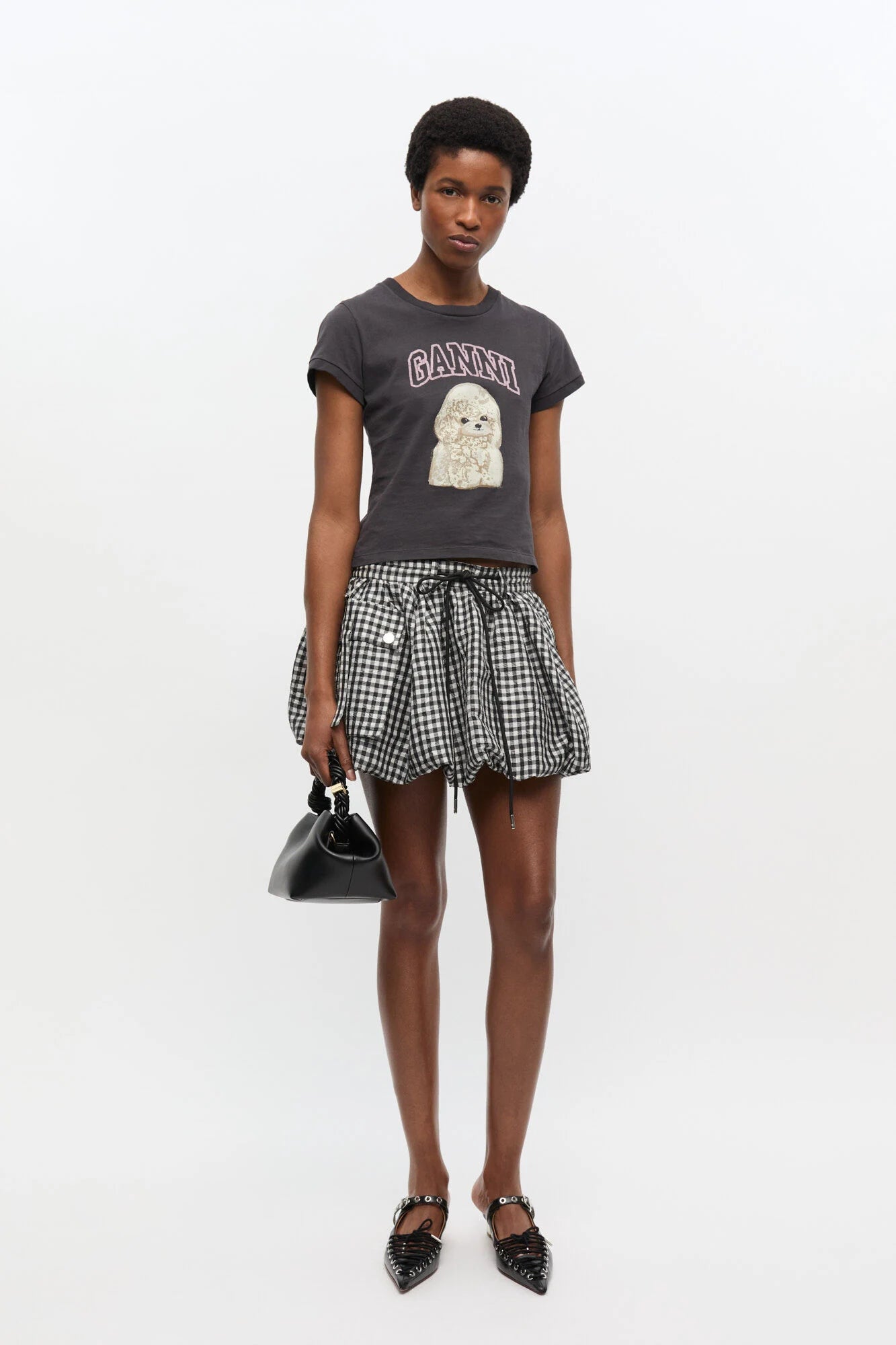 Black Poodle Graphic Cropped T-shirt T-Shirts Ganni