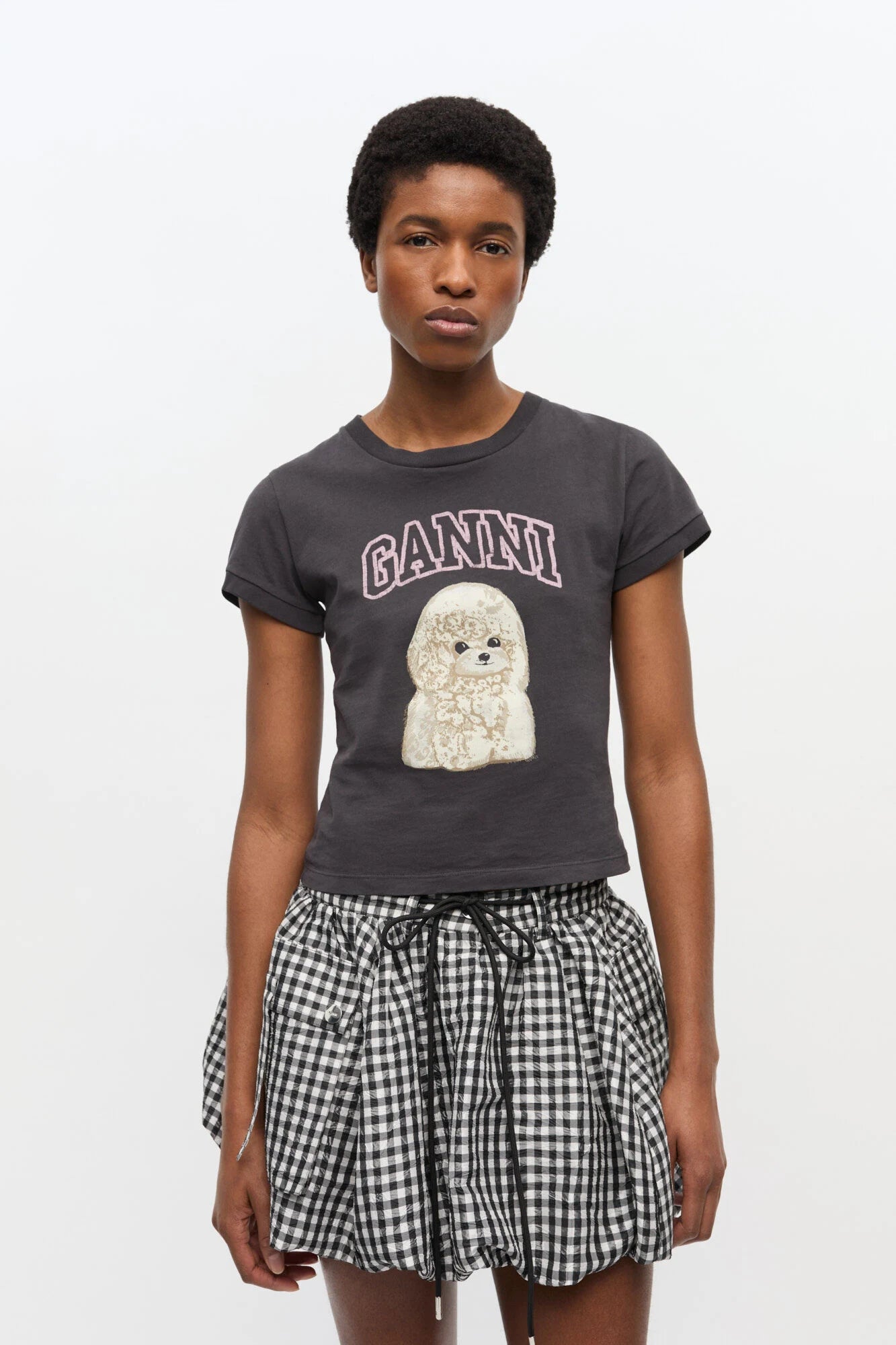 Black Poodle Graphic Cropped T-shirt T-Shirts Ganni