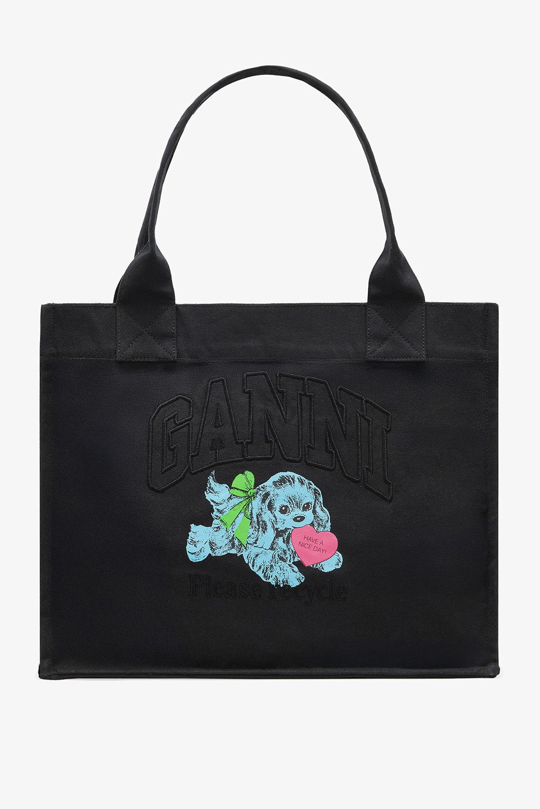 Black Puppy Large Tote Accessories Ganni
