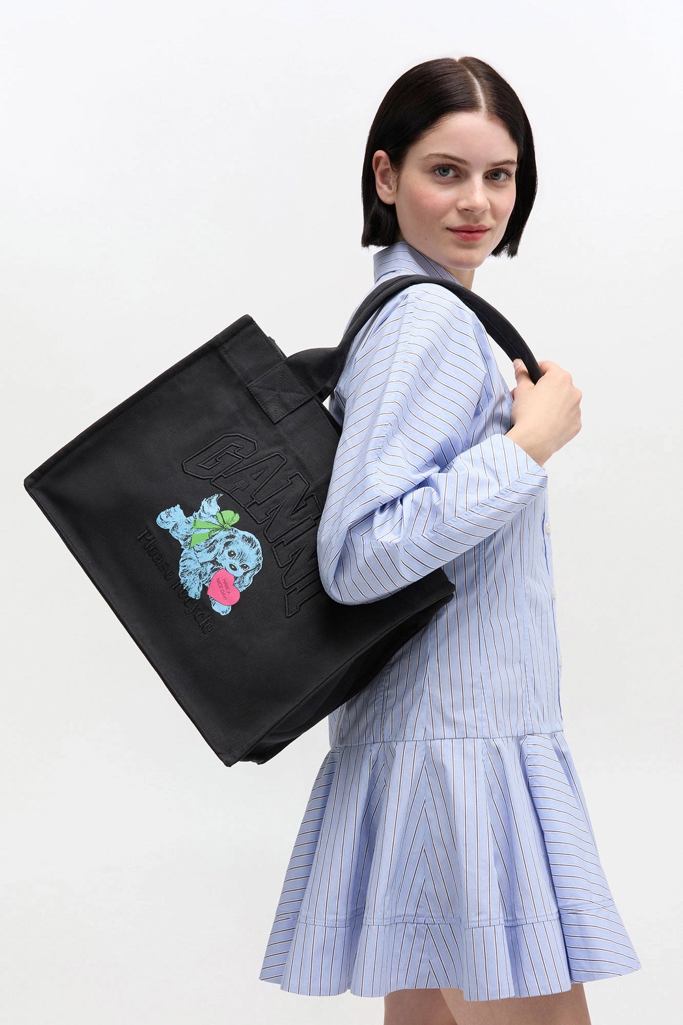 Black Puppy Large Tote Accessories Ganni