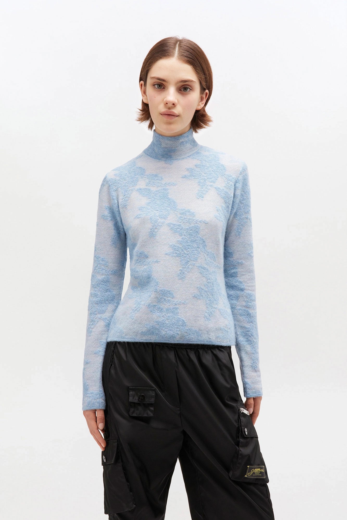 Blue Sheer Turtleneck Sweaters & Knits Ganni