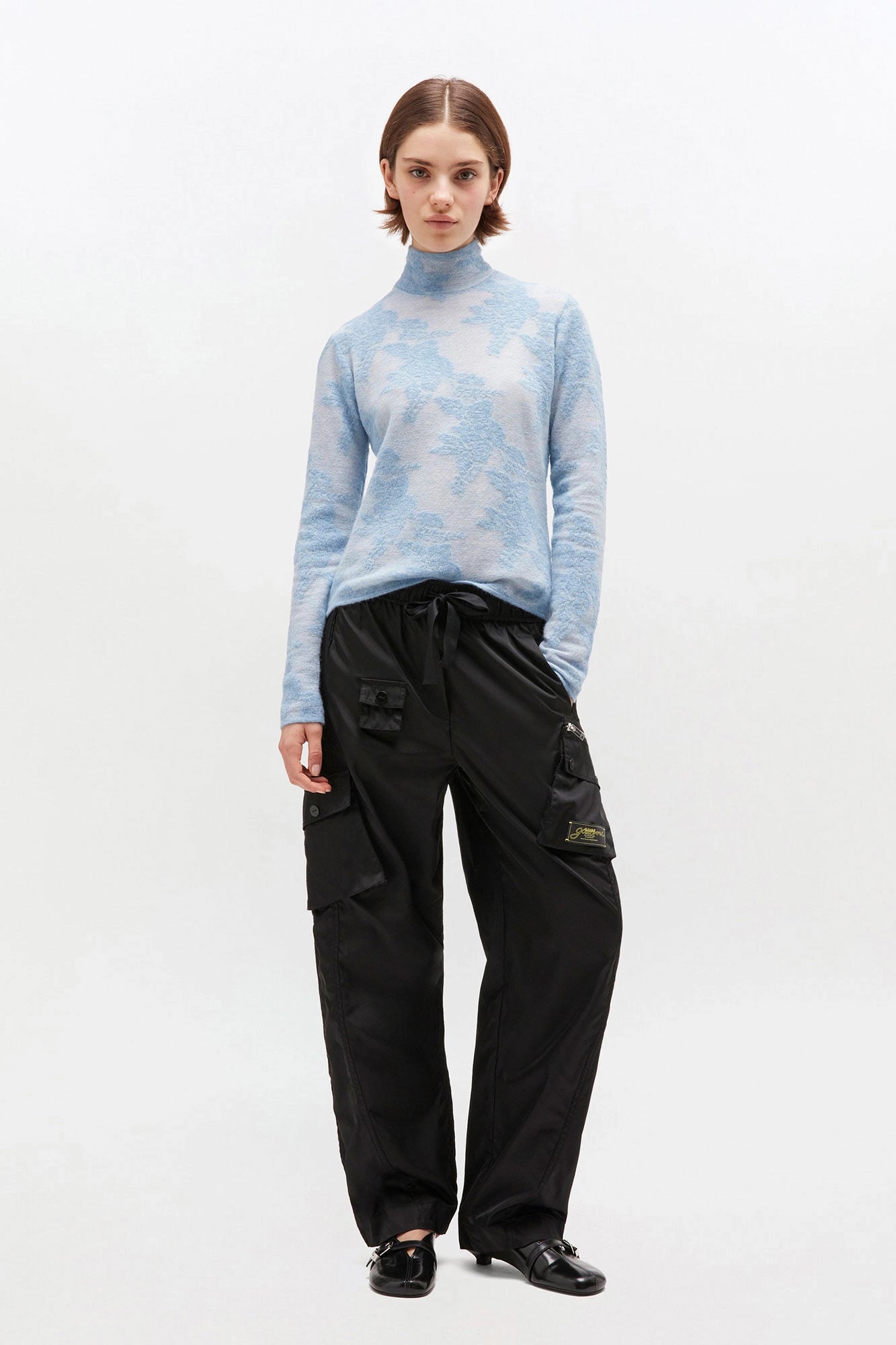 Blue Sheer Turtleneck Sweaters &amp; Knits Ganni
