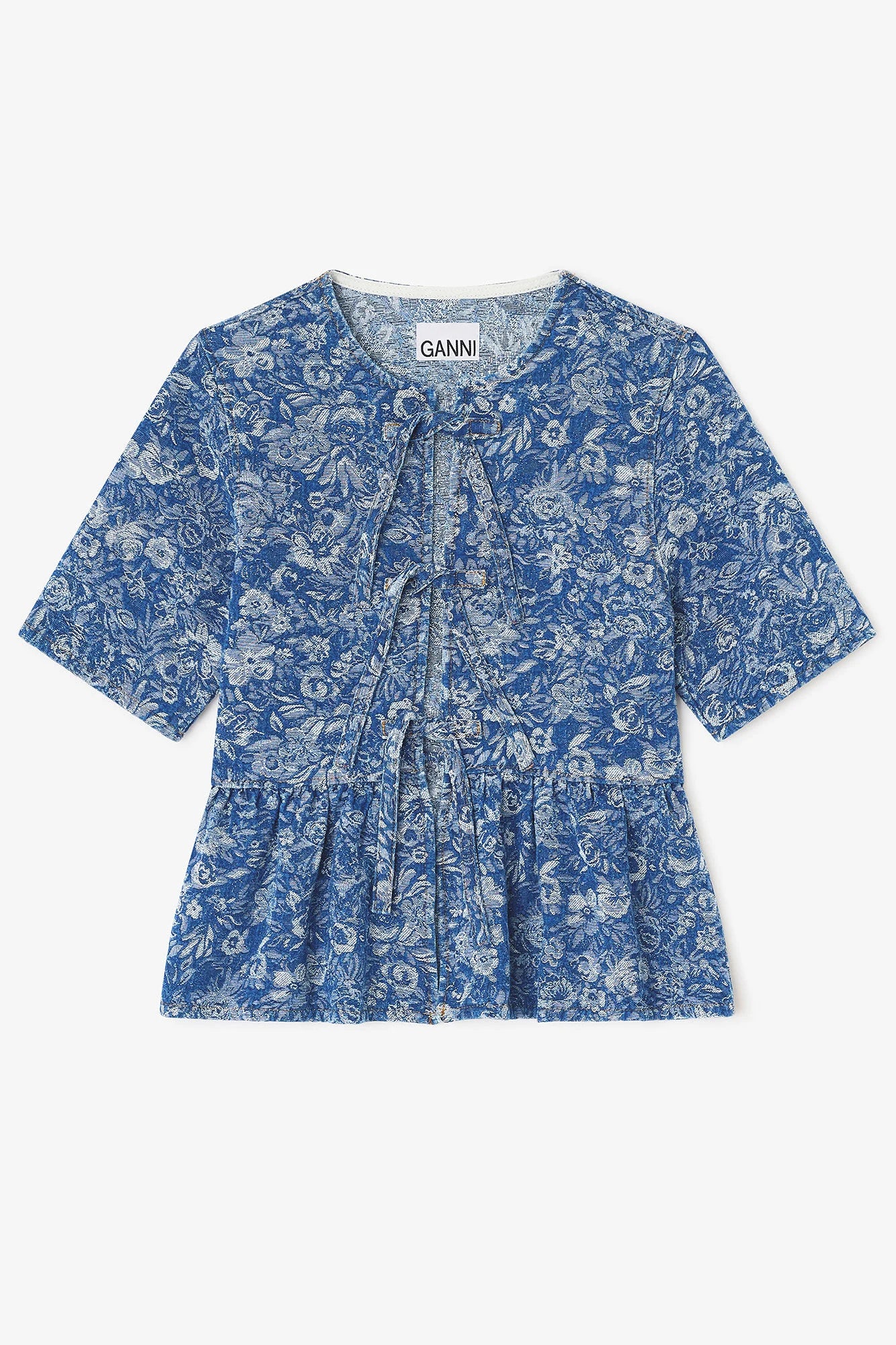 Blue Tapestry Peplum Blouse Tops Ganni
