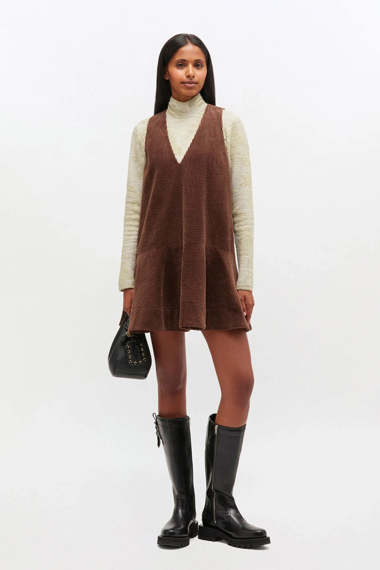 Brown Corduroy Mini Dress Dresses Ganni