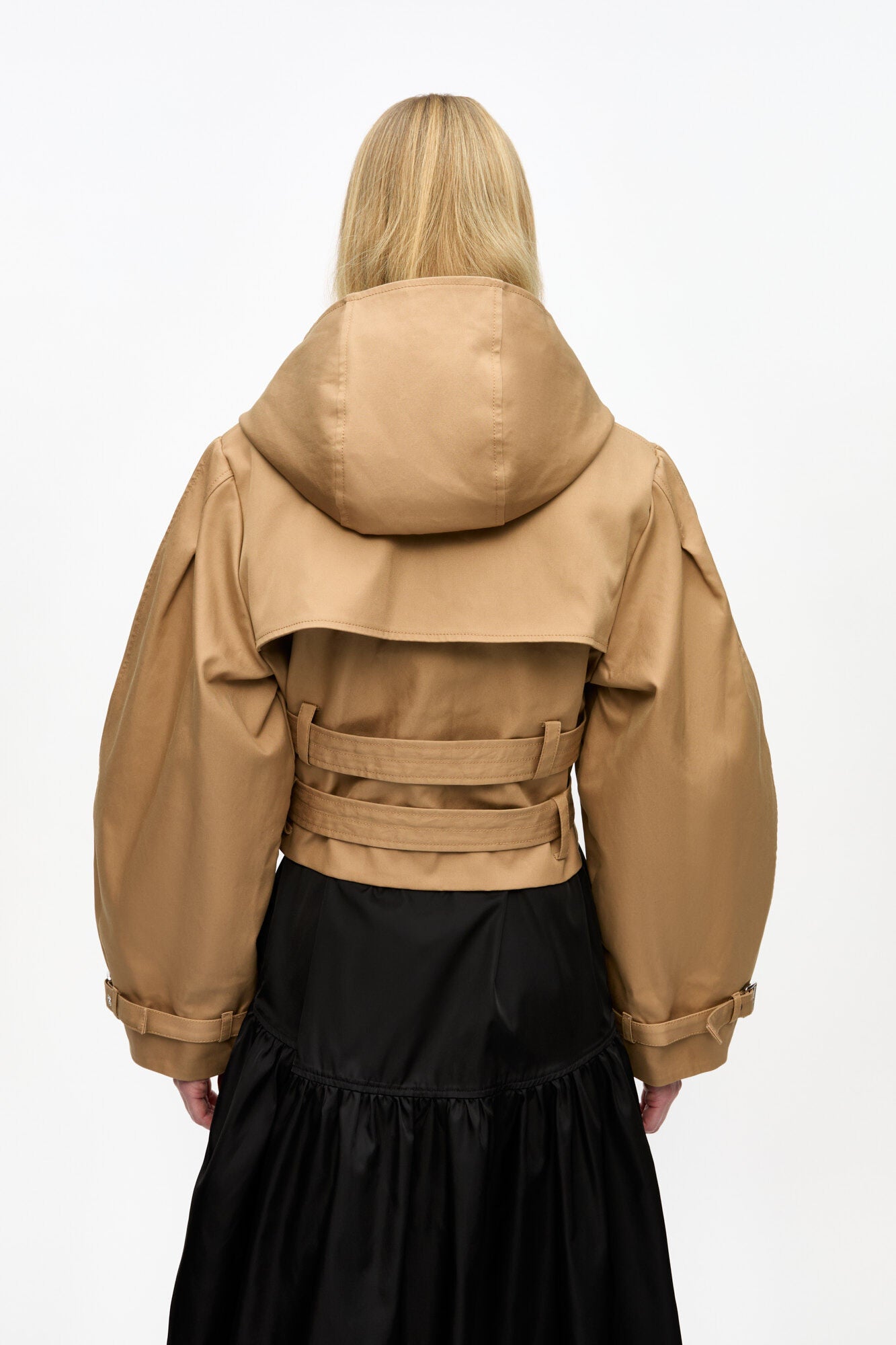 Camel Bonded Cotton Short Trench Jacket Jackets &amp; Coats Ganni