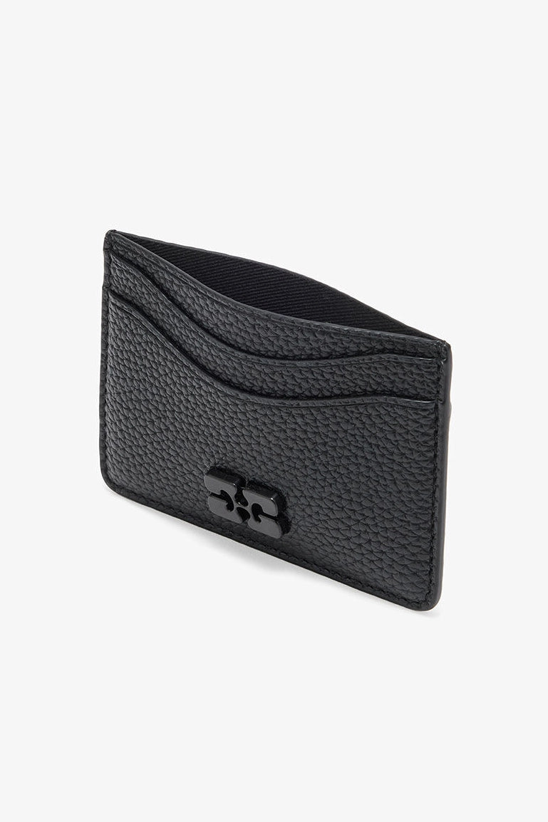 Card Holder in Grained Black Accessories Ganni