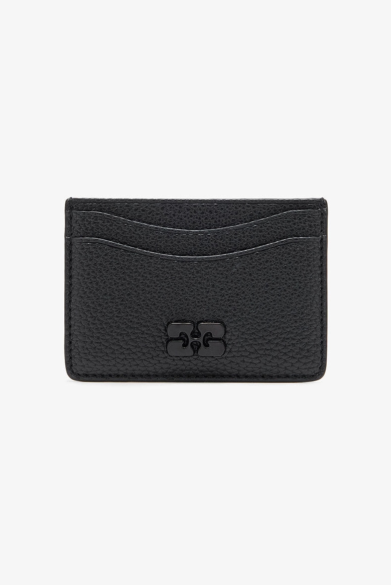 Card Holder in Grained Black Accessories Ganni