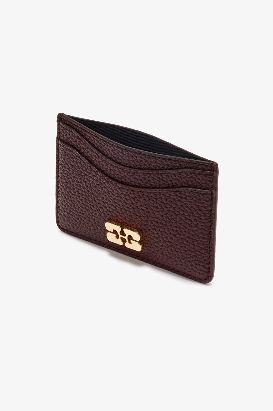 Card Holder in Grained Brown Accessories Ganni