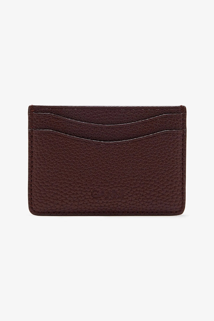 Card Holder in Grained Brown Accessories Ganni
