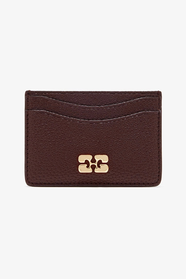 Card Holder in Grained Brown Accessories Ganni