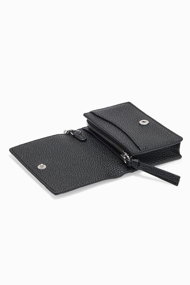 Card Holder With Flap in Grained Black Accessories Ganni